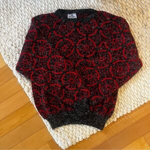 Vintage Italian Made Geometric Eclectic Grandpa Core Knit Crew Sweater Size M